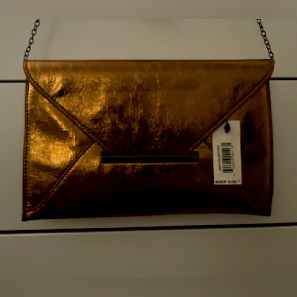 NWT- bronze/gold envelope clutch and crossbody - Picture 2 of 3